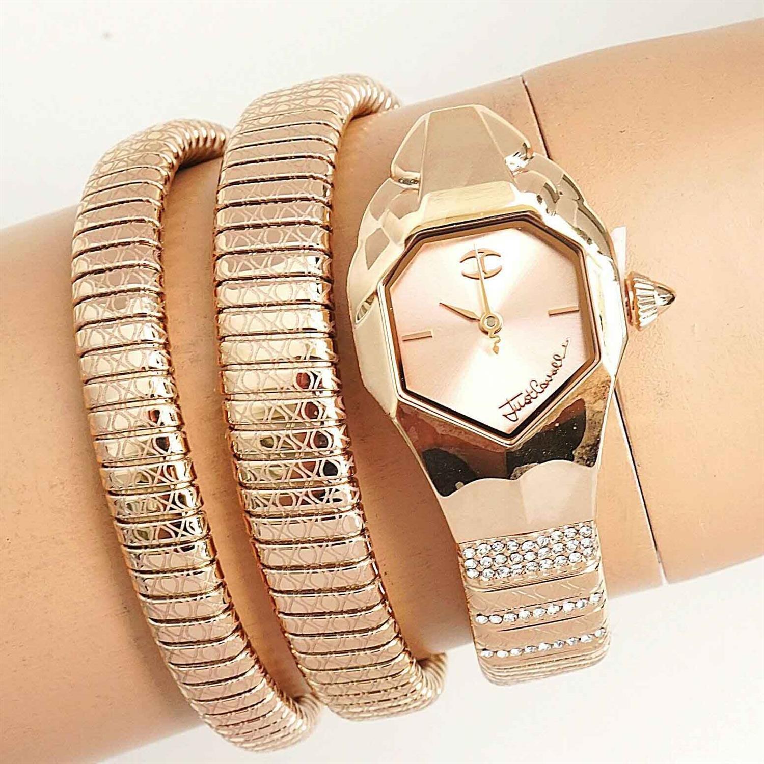 Ladies Glam Snake Gold Dial Watch (JC1L112M0035)
